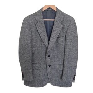 Harris Tweed Scottish Wool Sports Coat Jacket Men's Size 40 Gray USA Made